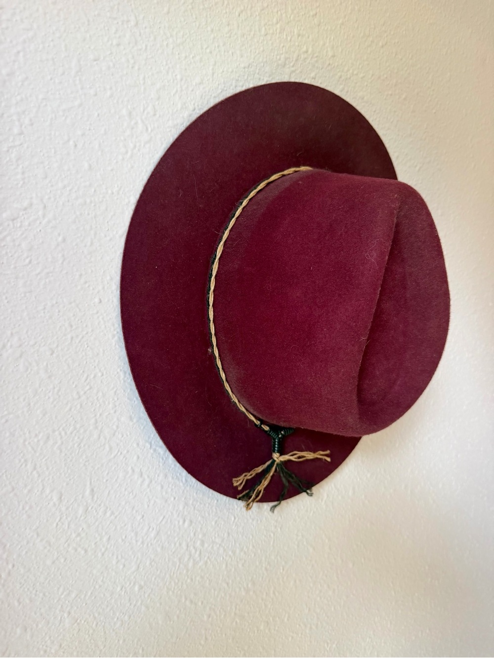 Brixton Women's Burgundy Felt Fedora with Braided Accent
